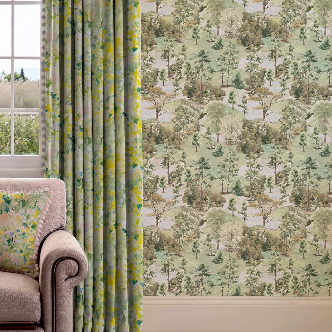 Wildwood Water Wallpaper in Greens