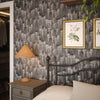 Wisteria Lane Wallpaper in Shades of Charcoal with White