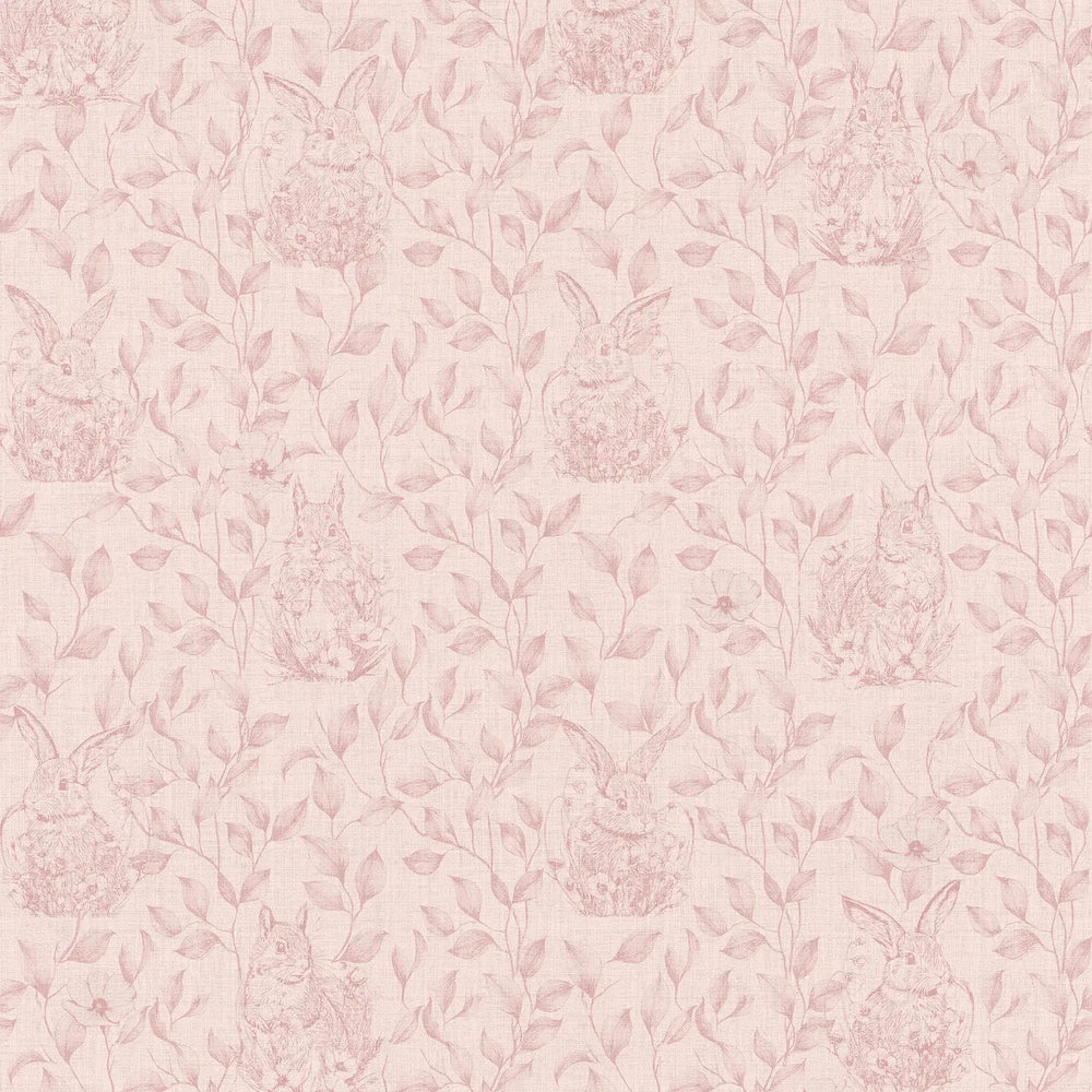 Woodland Sanctuary Wallpaper in Dusty Pink on Pink
