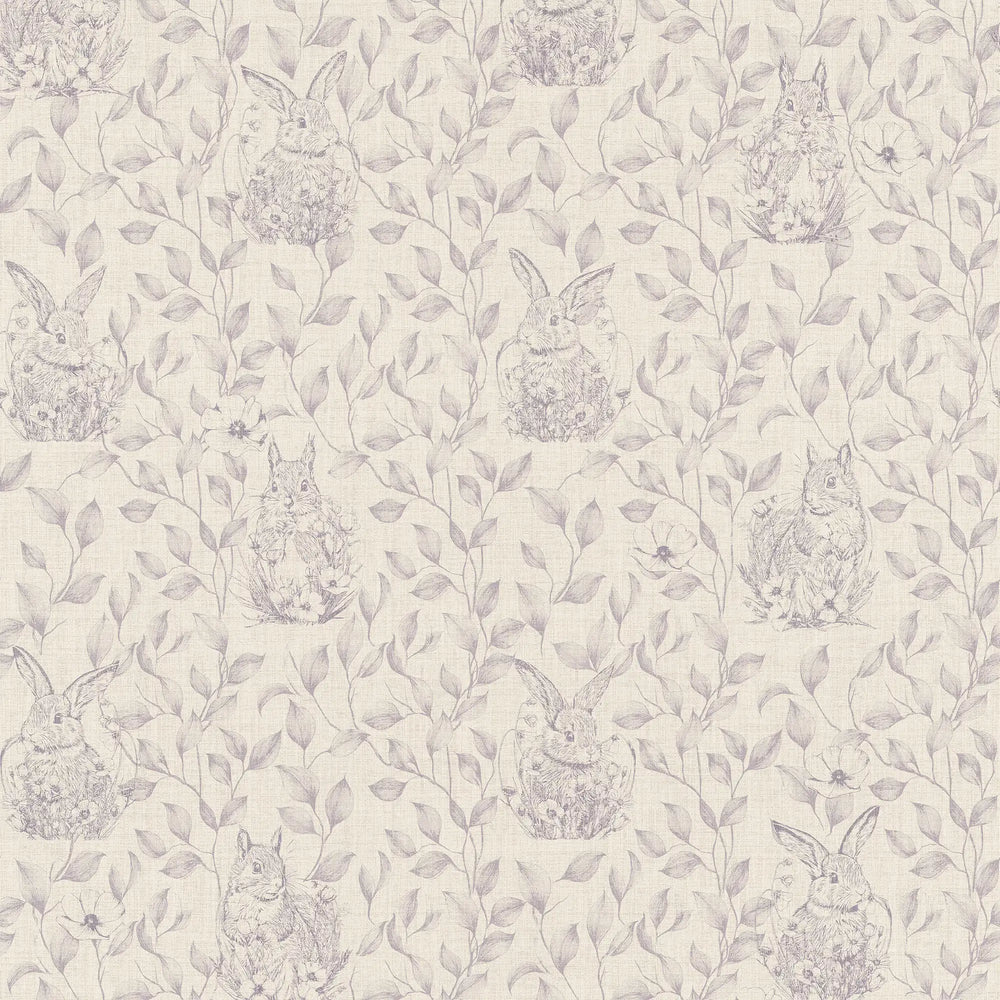 Woodland Sanctuary Wallpaper in Lavender on Cream