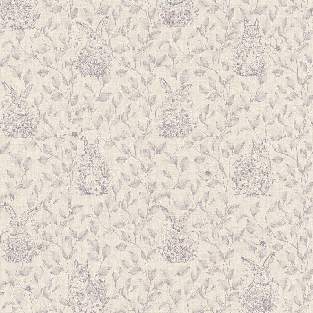 Woodland Sanctuary Wallpaper in Lavender on Cream