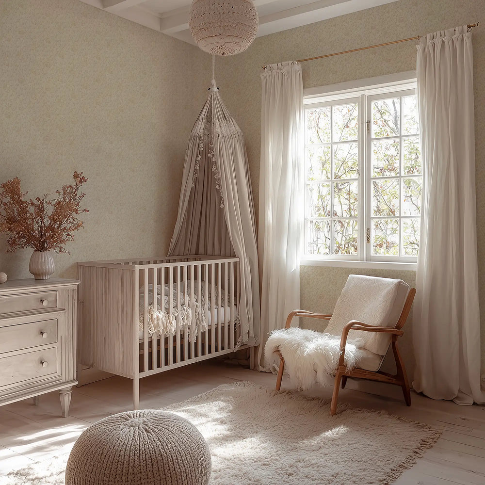 Woodland Sanctuary Wallpaper in Natural on Dark Cream