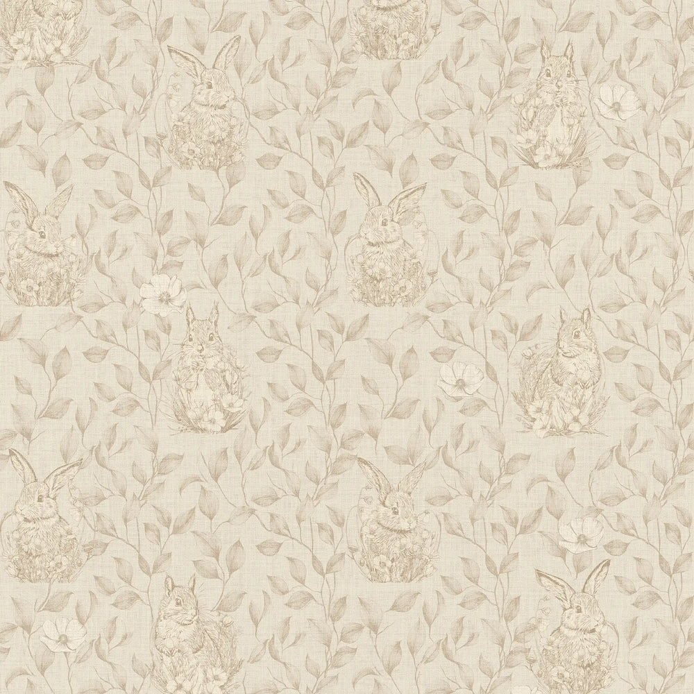 Woodland Sanctuary Wallpaper in Natural on Dark Cream