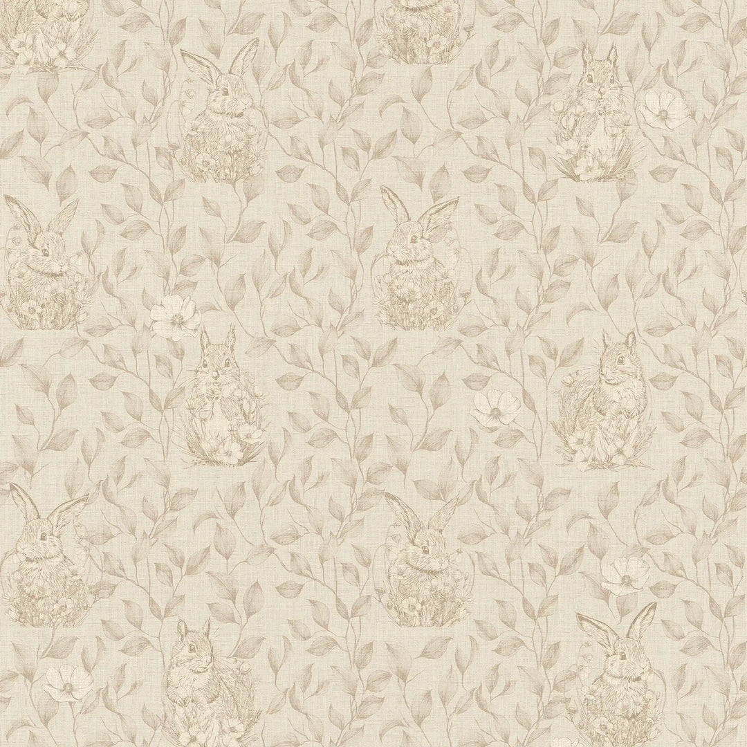 Woodland Sanctuary Wallpaper in Natural on Dark Cream