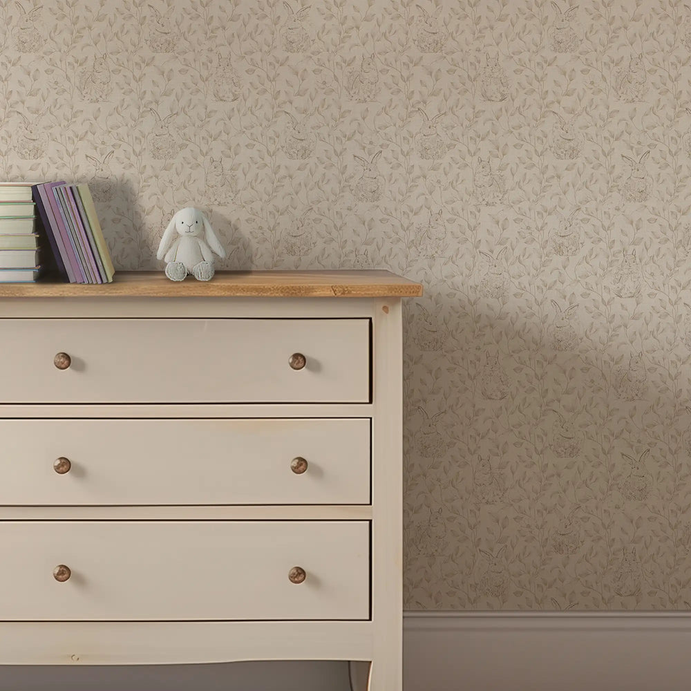 Woodland Sanctuary Wallpaper in Natural on Light Cream