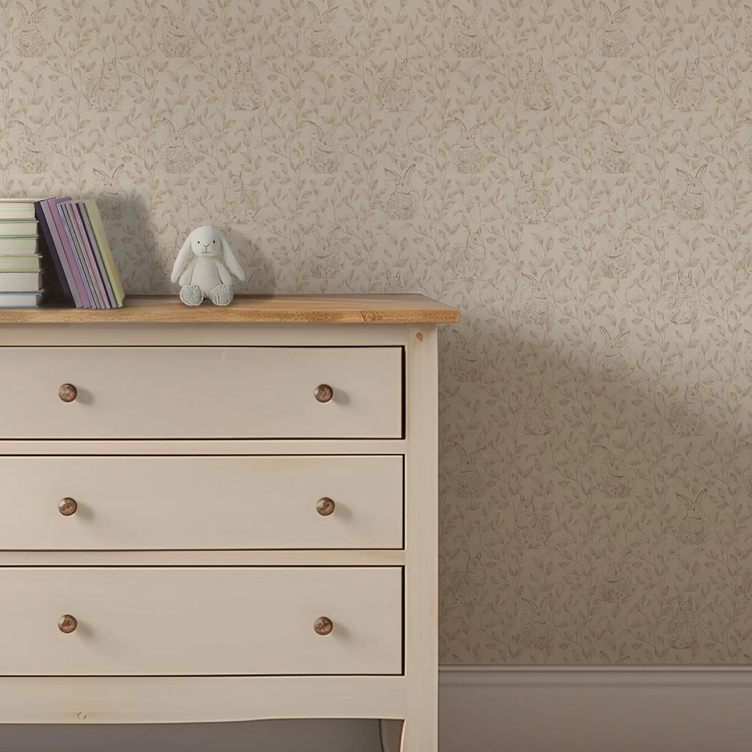 Woodland Sanctuary Wallpaper in Natural on Light Cream
