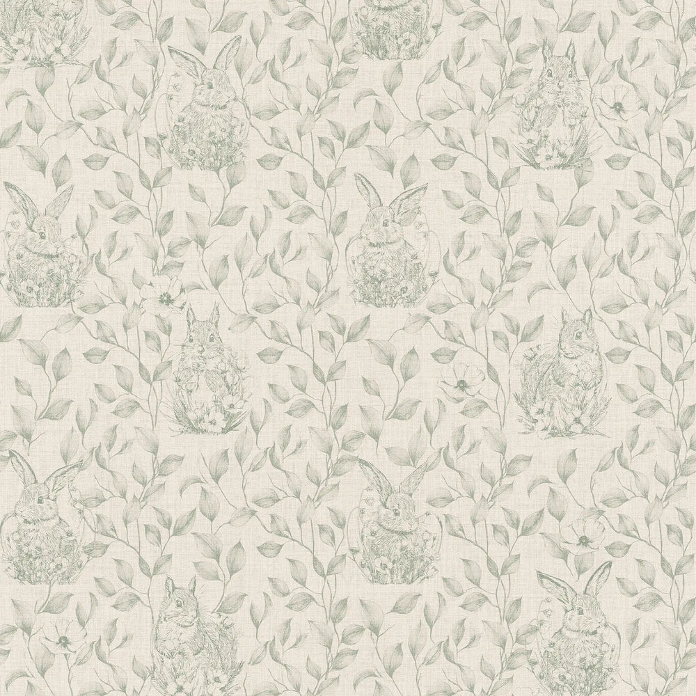 Woodland Sanctuary Wallpaper in Sage on Cream