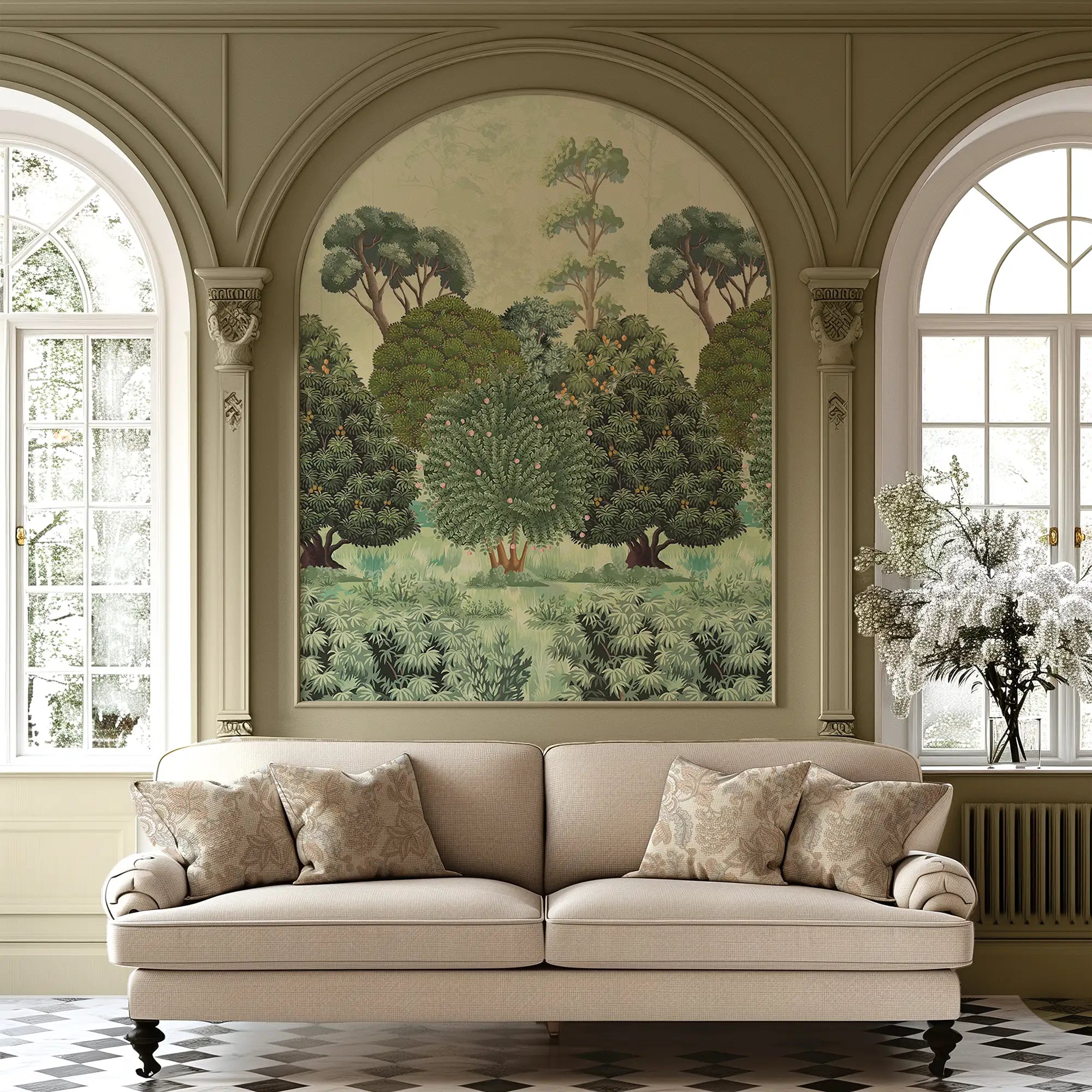 Woodland Walk Wallpaper in Forest Greens