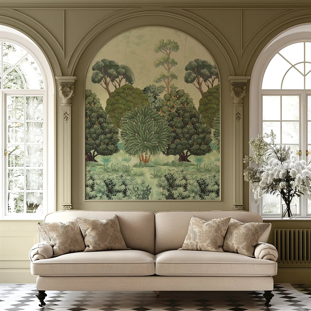 Woodland Walk Wallpaper in Forest Greens