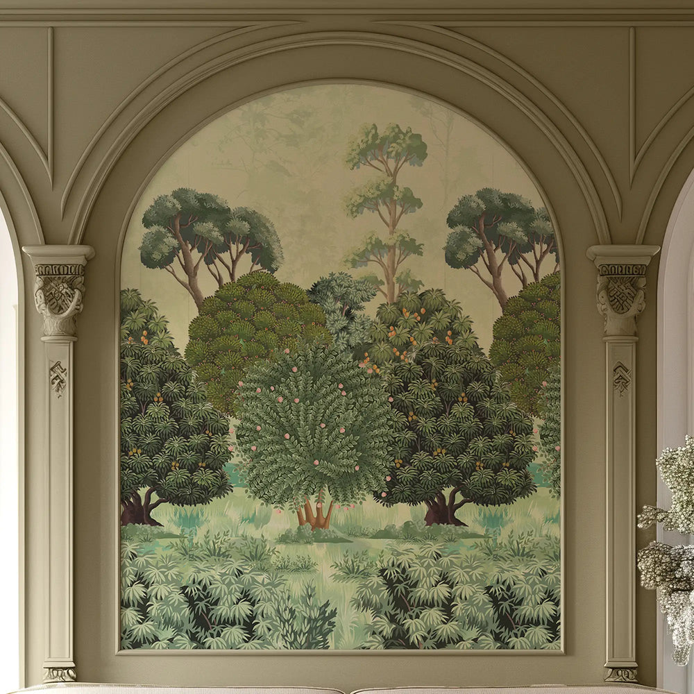 Woodland Walk Wallpaper in Forest Greens