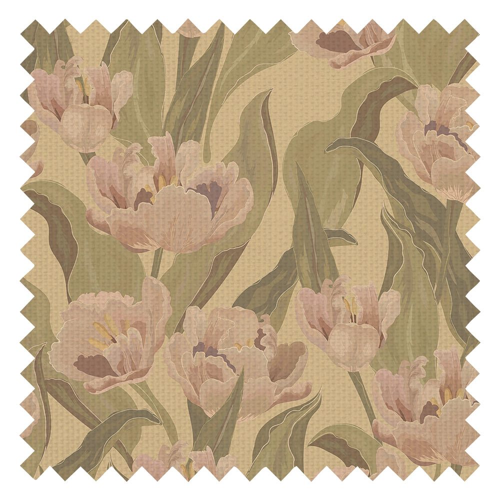 Monet Fabric in Olive and Dusty Pink on Ochre