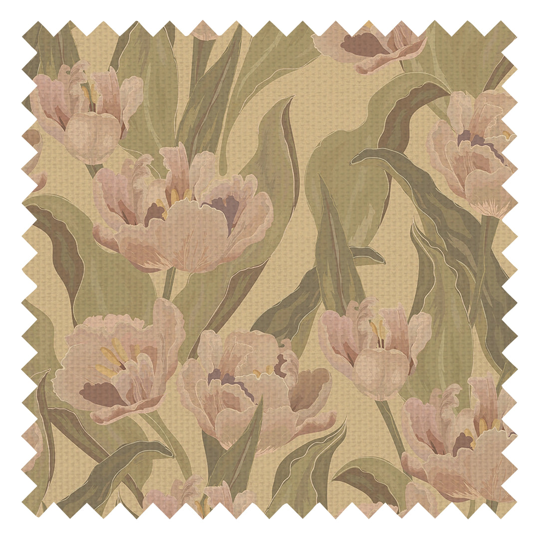 Monet Fabric in Olive and Dusty Pink on Ochre