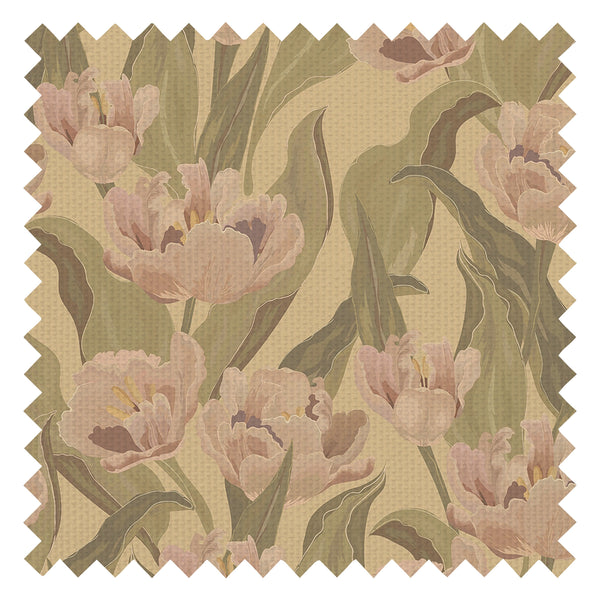 Monet Fabric in Olive and Dusty Pink on Ochre