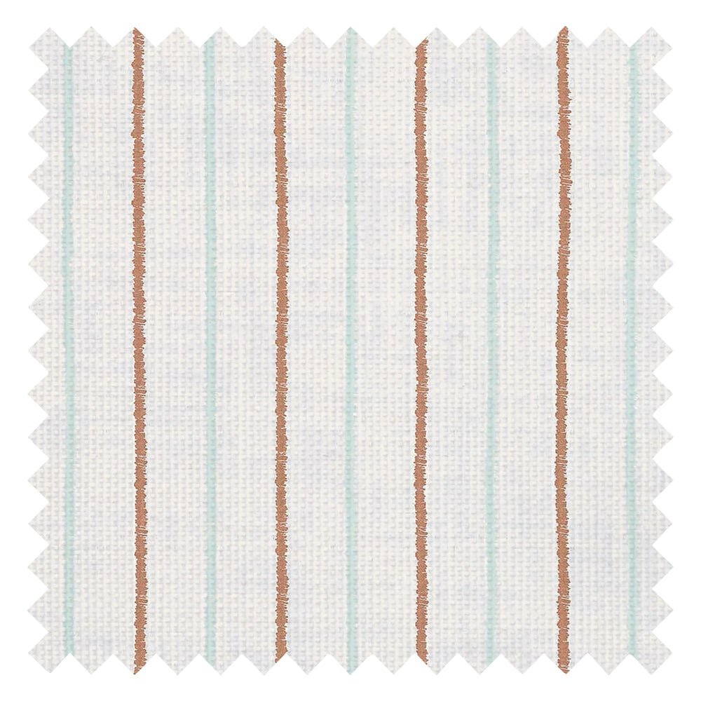 Shoreline Stripes Fabric in Autumn Spice and Duck Egg on Pearl White