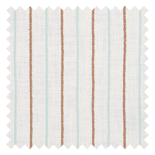 Shoreline Stripes Fabric in Autumn Spice and Duck Egg on Pearl White