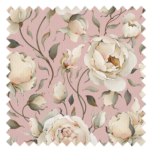 Enchanted Roses Fabric in Blush on Dusky Pink