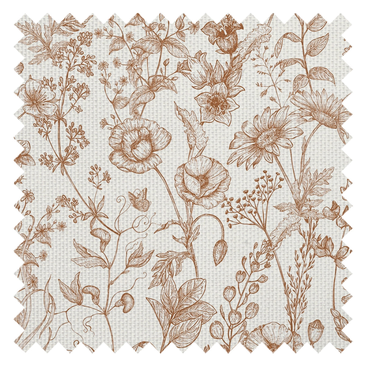 Sketched Meadow Fabric in Spice on Windsor Cream