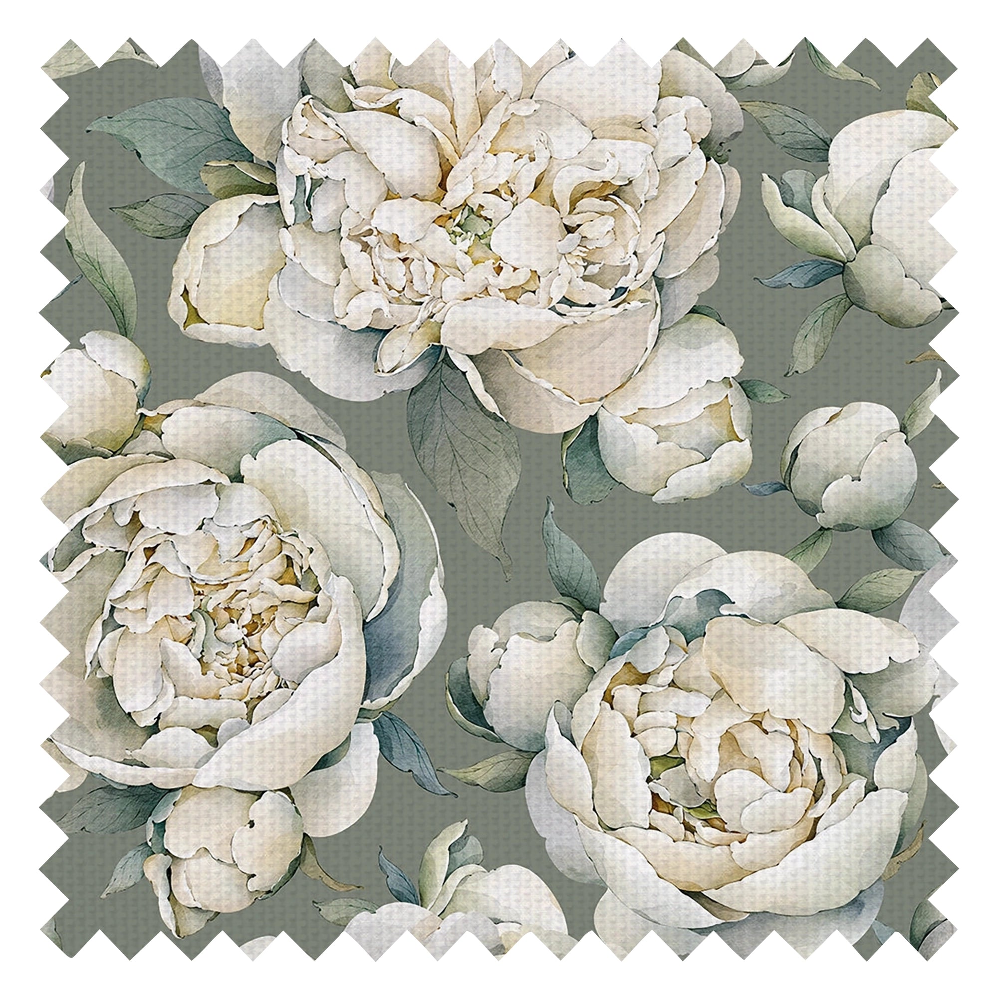 English Garden Peonies Fabric in Wild Nettle Green