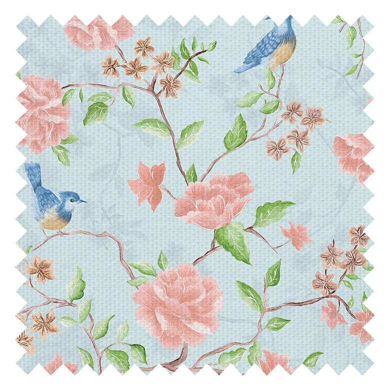 Blossoming Birdsong Fabric in Powder Blue