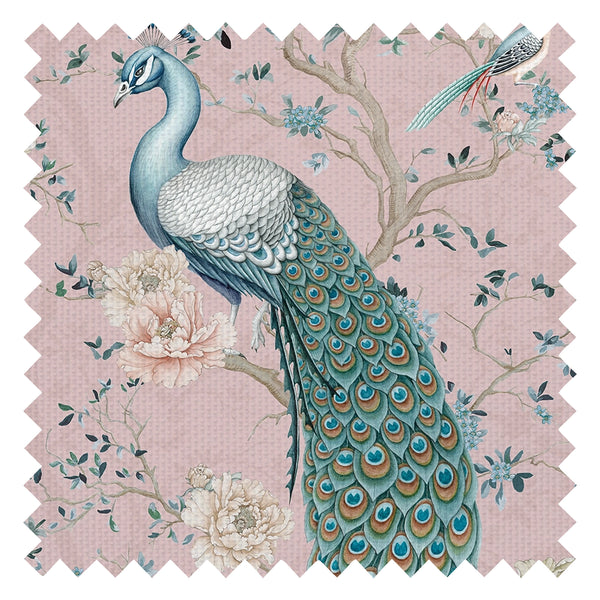 The Peacock's Promise Fabric in Rose