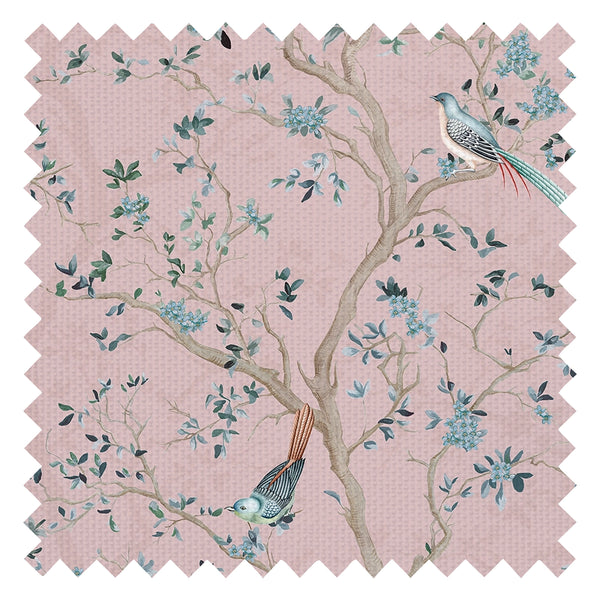 Branches and Birdsong Fabric in Rose