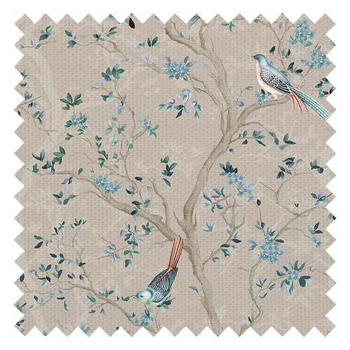 Branches and Birdsong Fabric in Latte