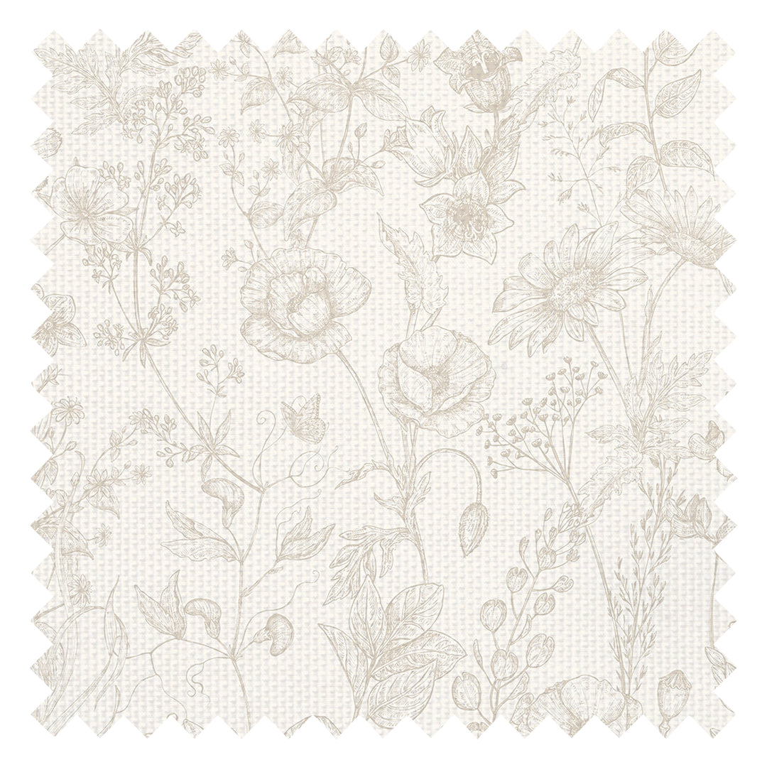 Sketched Meadow Fabric in Stone on Windsor Cream