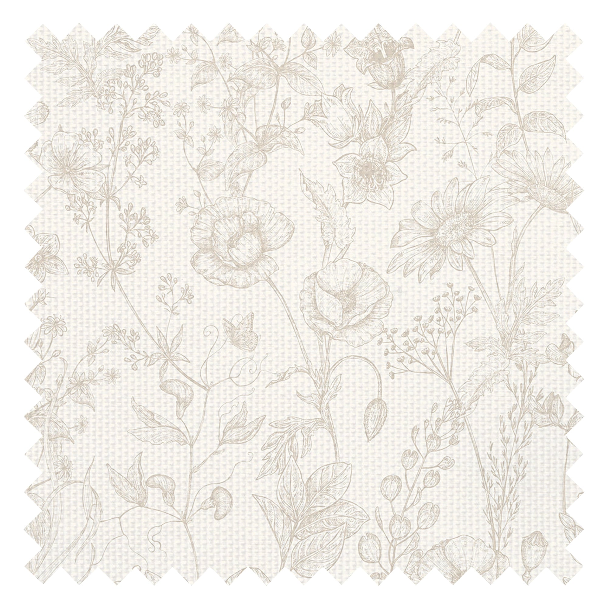 Sketched Meadow Fabric in Stone on Windsor Cream