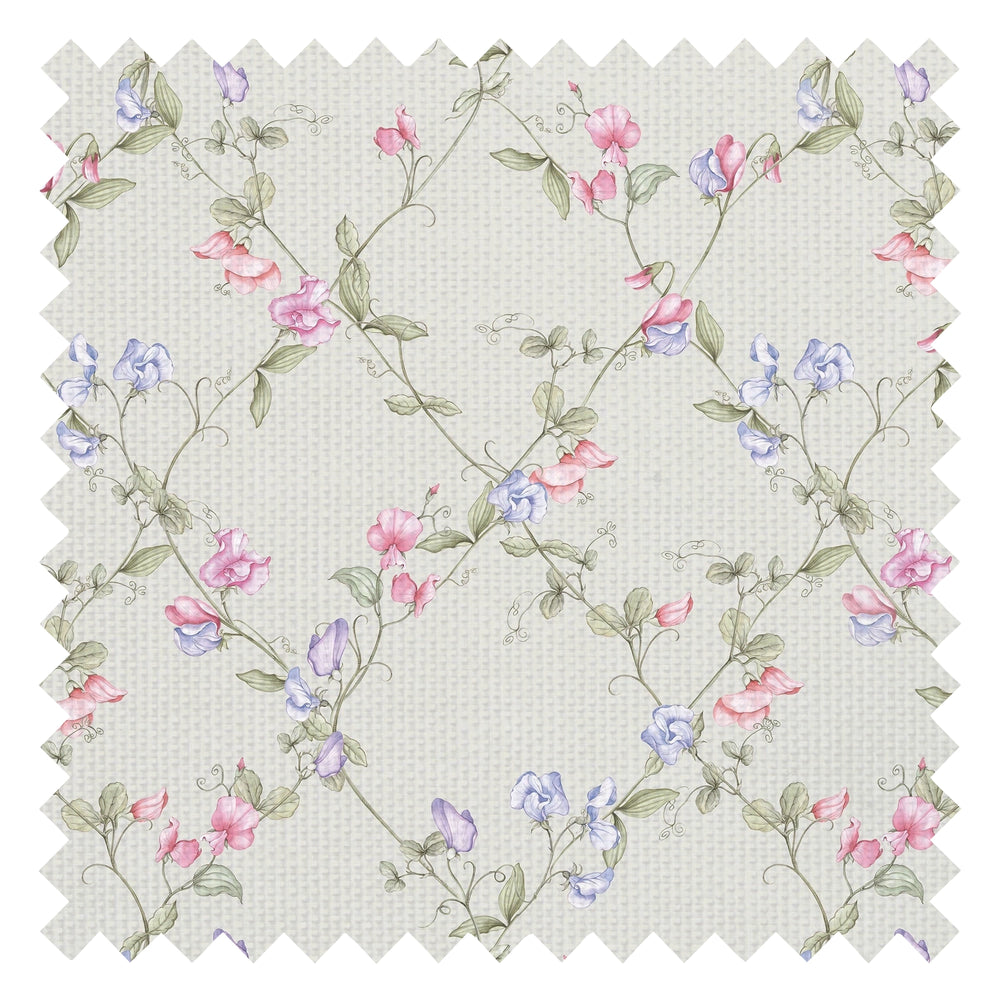 Sweet Pea Fabric in Pinks and Lilacs on Soft Sage