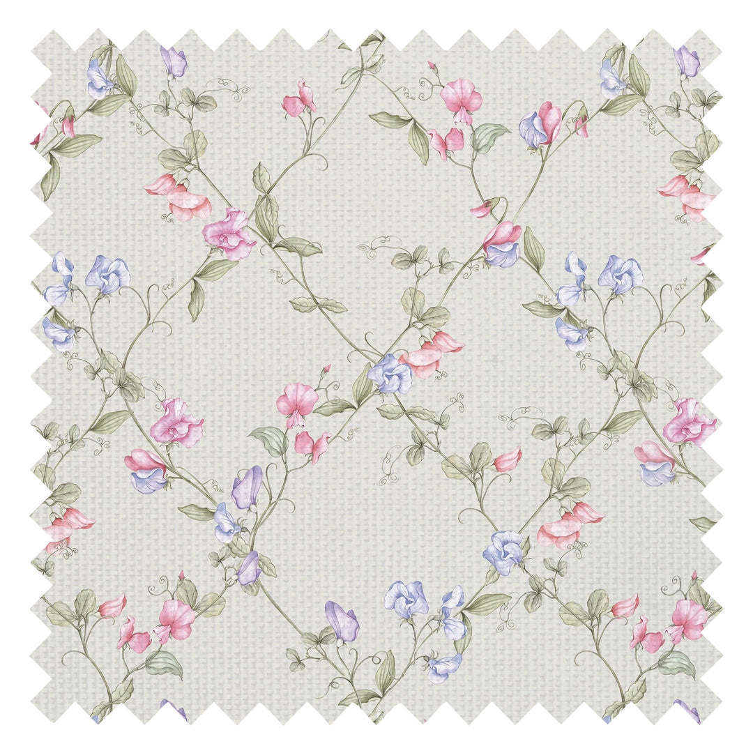 Sweet Pea Fabric in Pinks and Lilacs on Soft Sage