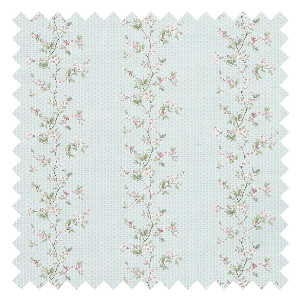 Ditsy Hawthorn Stripe Fabric in Duck Egg