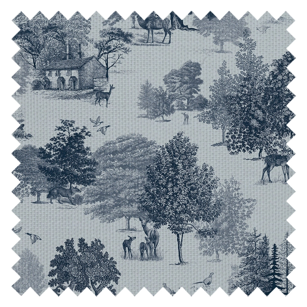 Toile De Jouy Fabric in Ink Blue