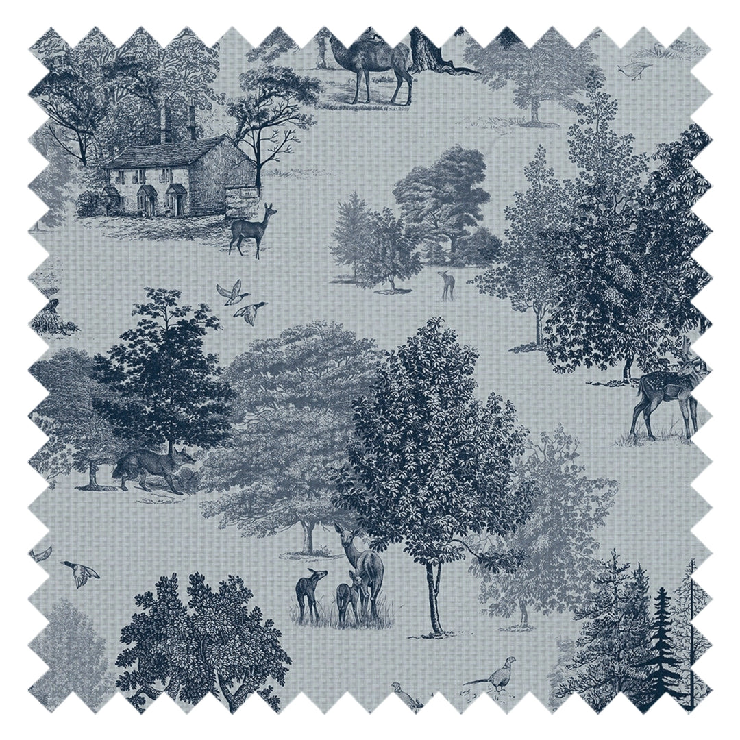 Toile De Jouy Fabric in Ink Blue