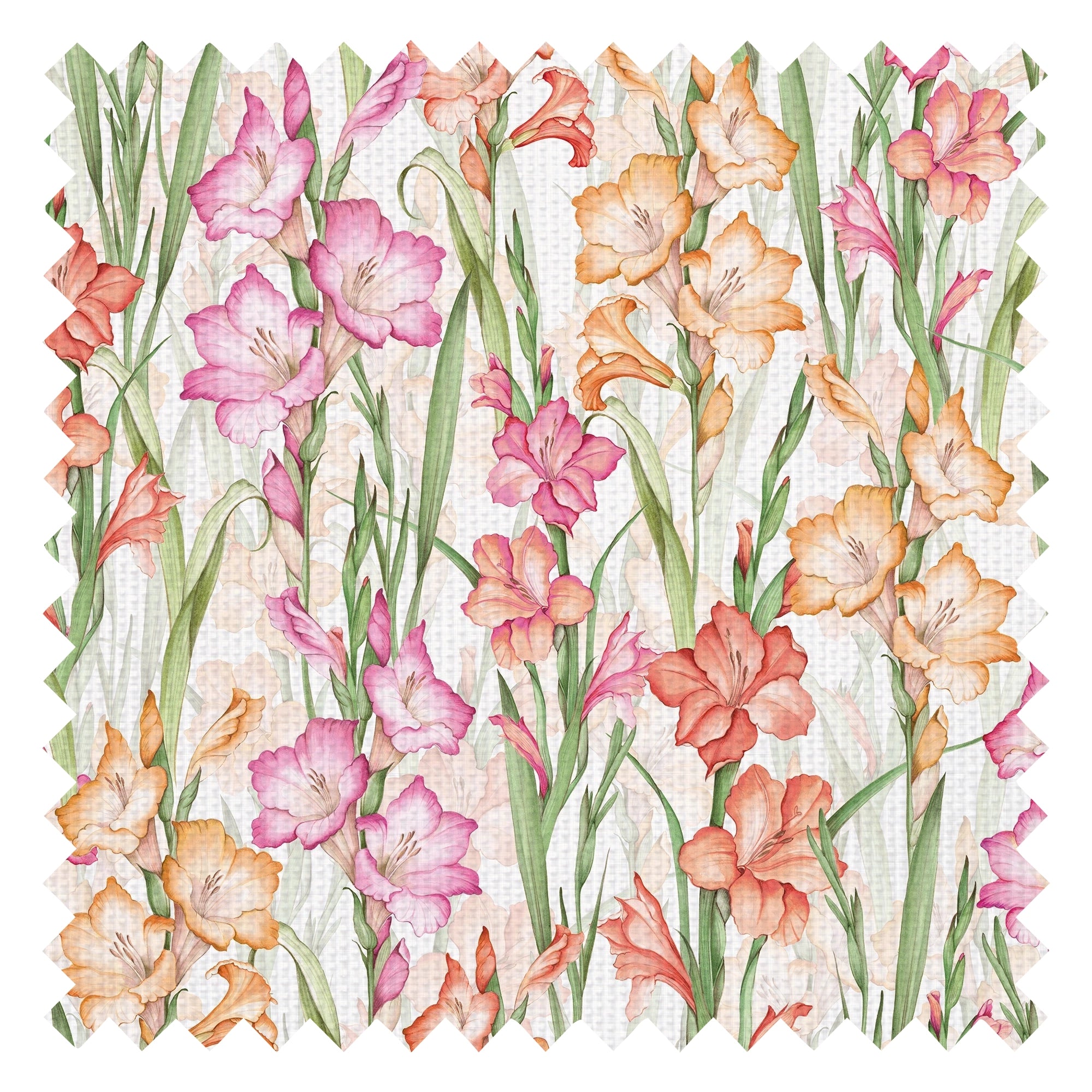 Gladioli Fabric in Summer Pinks and Oranges