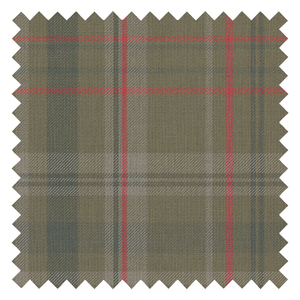 Royal Tartan Fabric in Bracken Green, Sage and Red