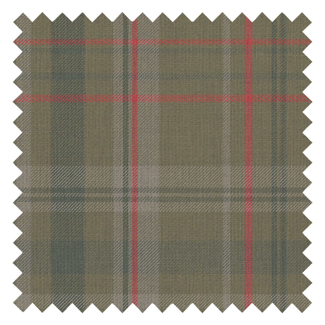 Royal Tartan Fabric in Bracken Green, Sage and Red
