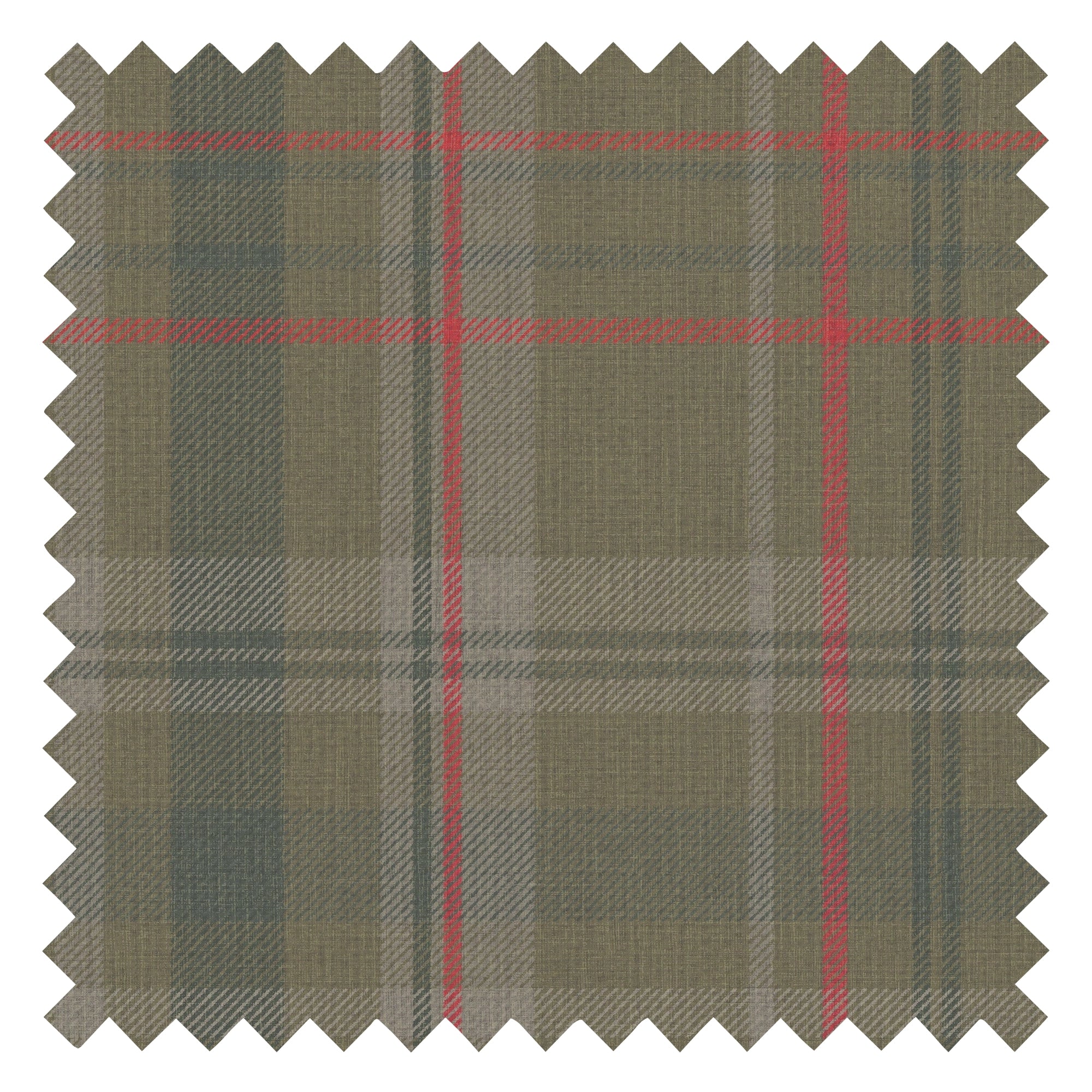 Royal Tartan Fabric in Bracken Green, Sage and Red
