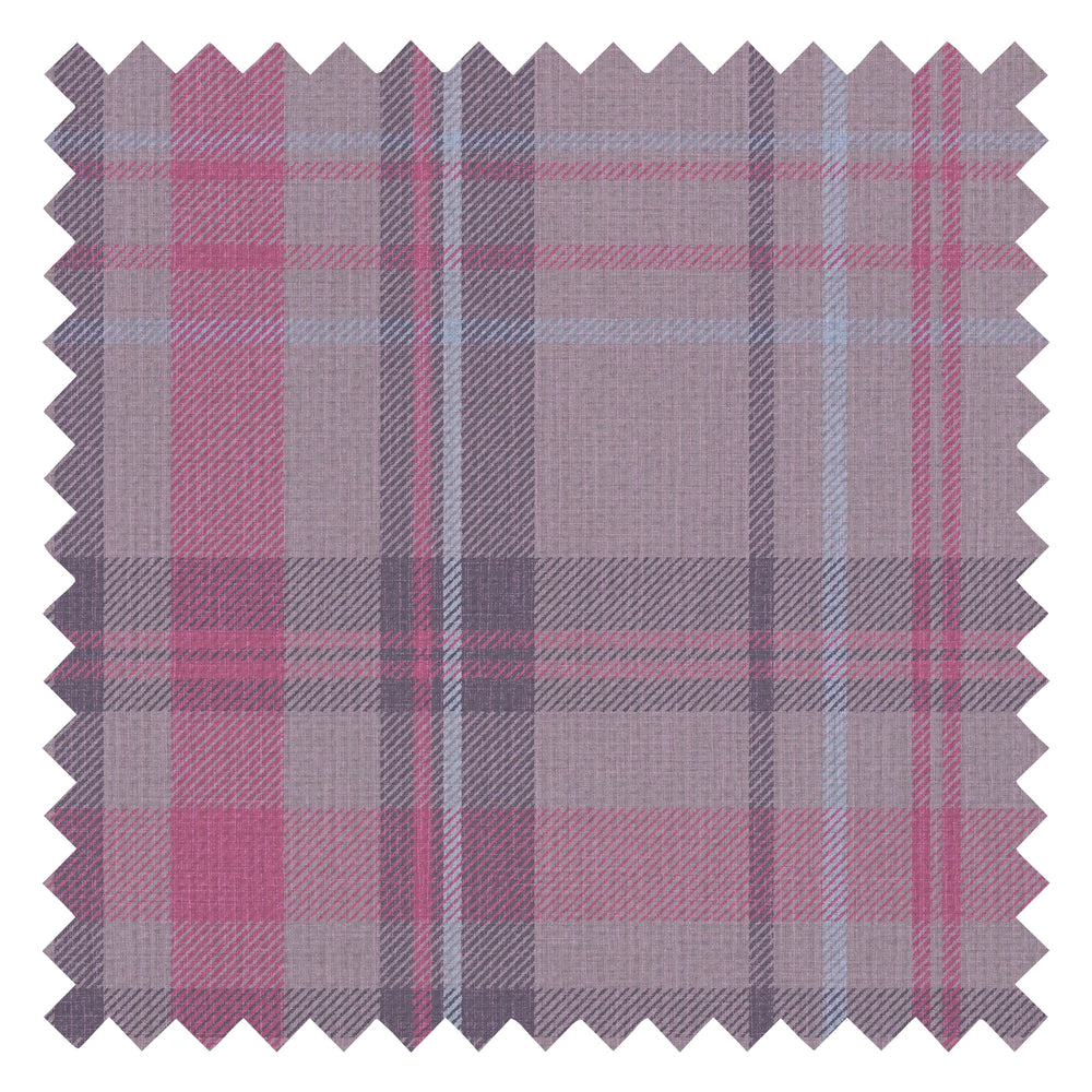 Royal Tartan Fabric in Heather, Rich Plum and Sky Blue