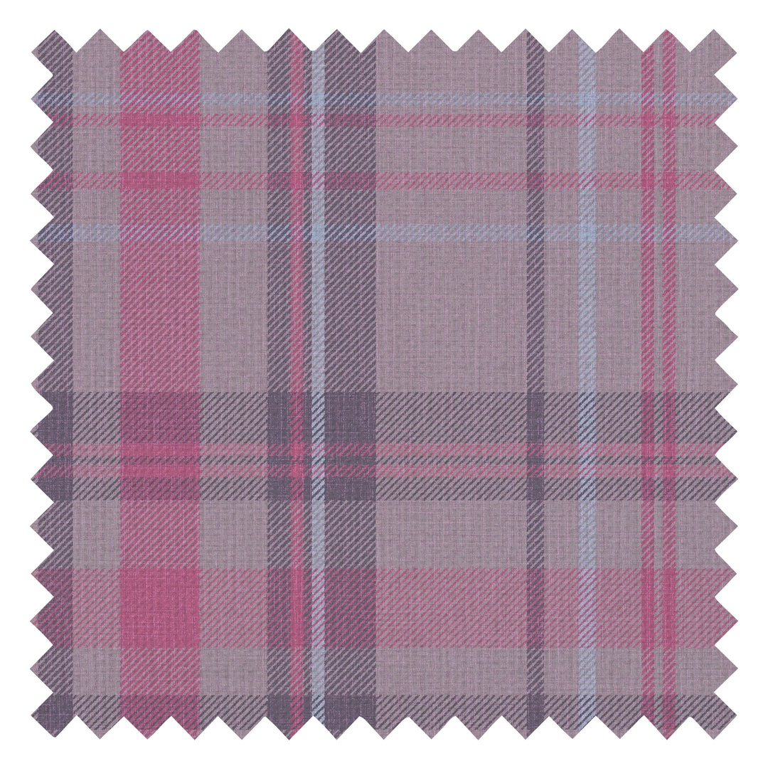 Royal Tartan Fabric in Heather, Rich Plum and Sky Blue