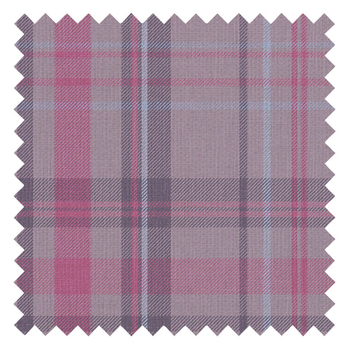Royal Tartan Fabric in Heather, Rich Plum and Sky Blue