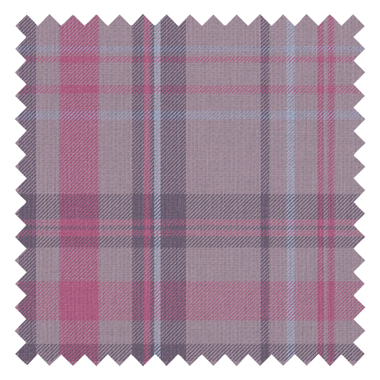 Royal Tartan Fabric in Heather, Rich Plum and Sky Blue