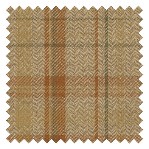 Royal Herringbone Tartan Fabric in Caramel, Hazelnut and Green