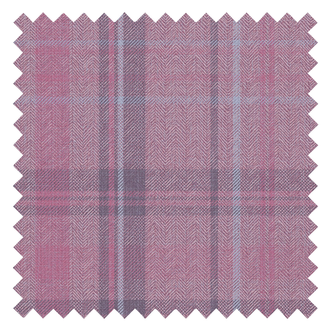 Royal Herringbone Tartan Fabric in Heather, Rich Plum and Sky Blue
