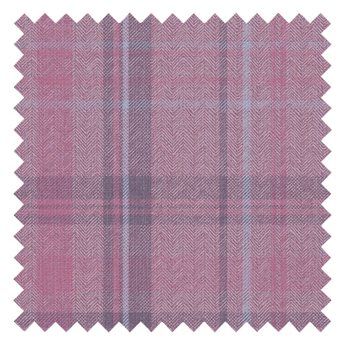 Royal Herringbone Tartan Fabric in Heather, Rich Plum and Sky Blue
