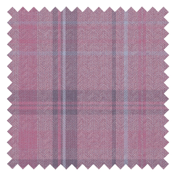 Royal Herringbone Tartan Fabric in Heather, Rich Plum and Sky Blue