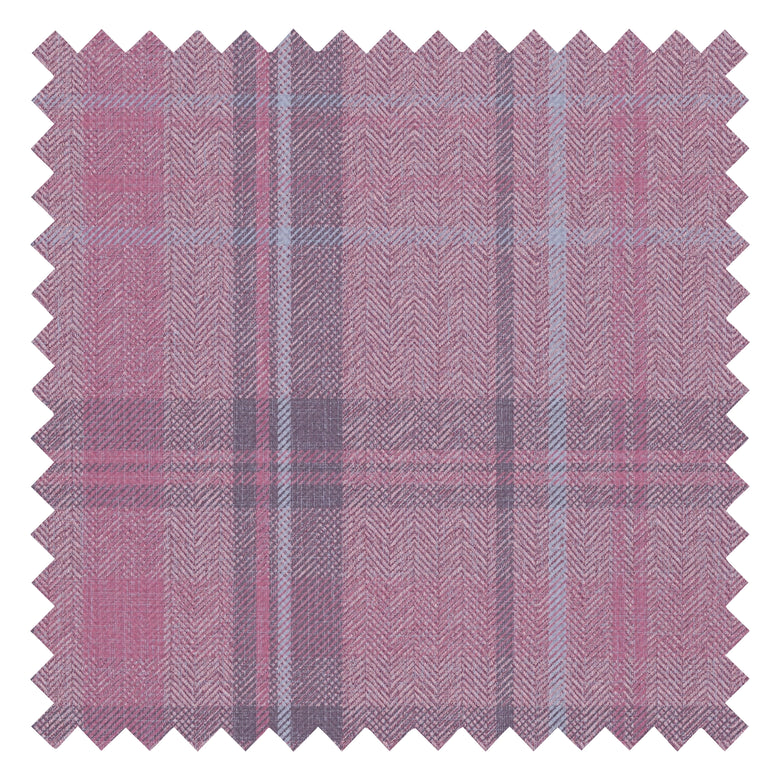 Royal Herringbone Tartan Fabric in Heather, Rich Plum and Sky Blue