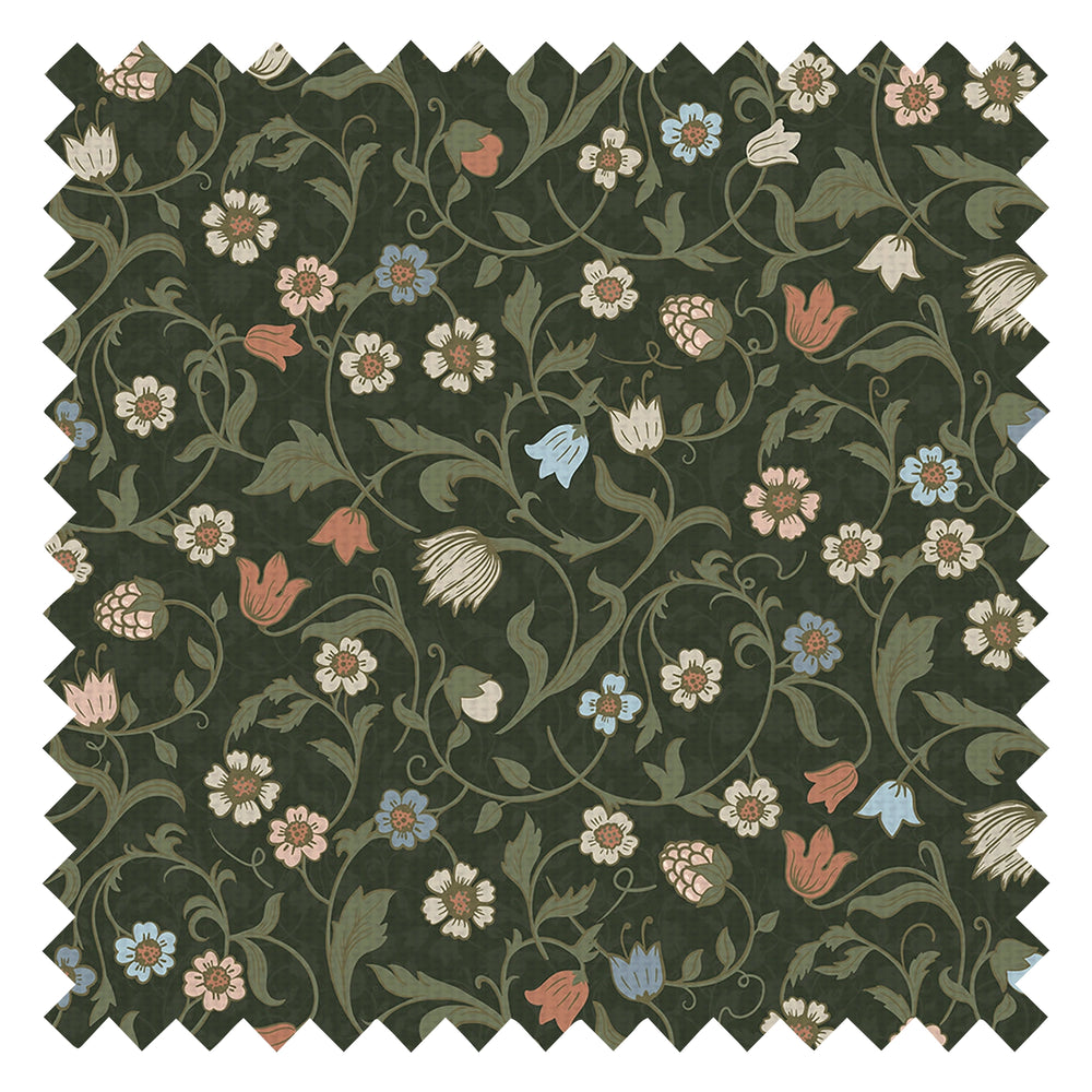 Rosehill Cottage Fabric in Peach and Soft Blue on Juniper