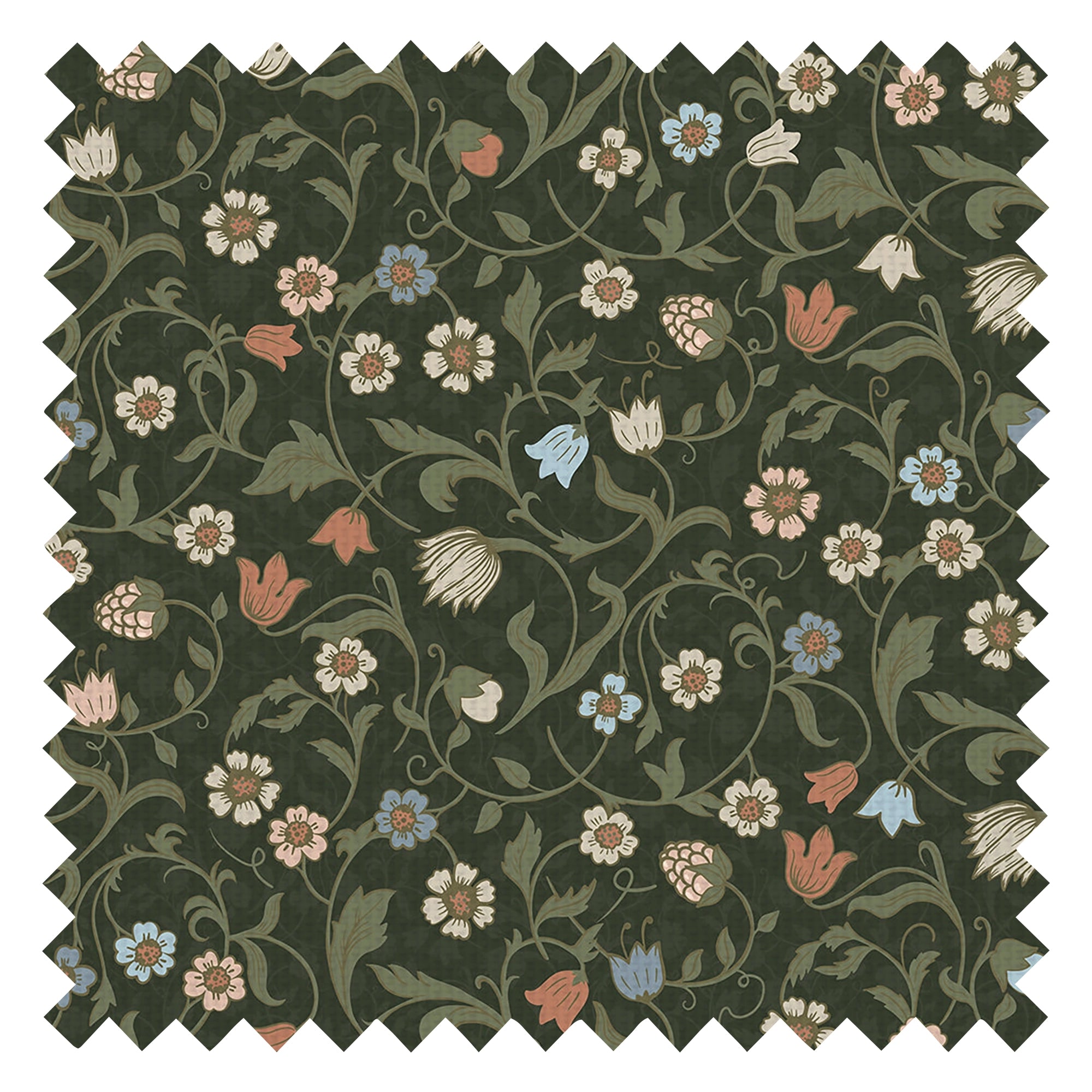 Rosehill Cottage Fabric in Peach and Soft Blue on Juniper