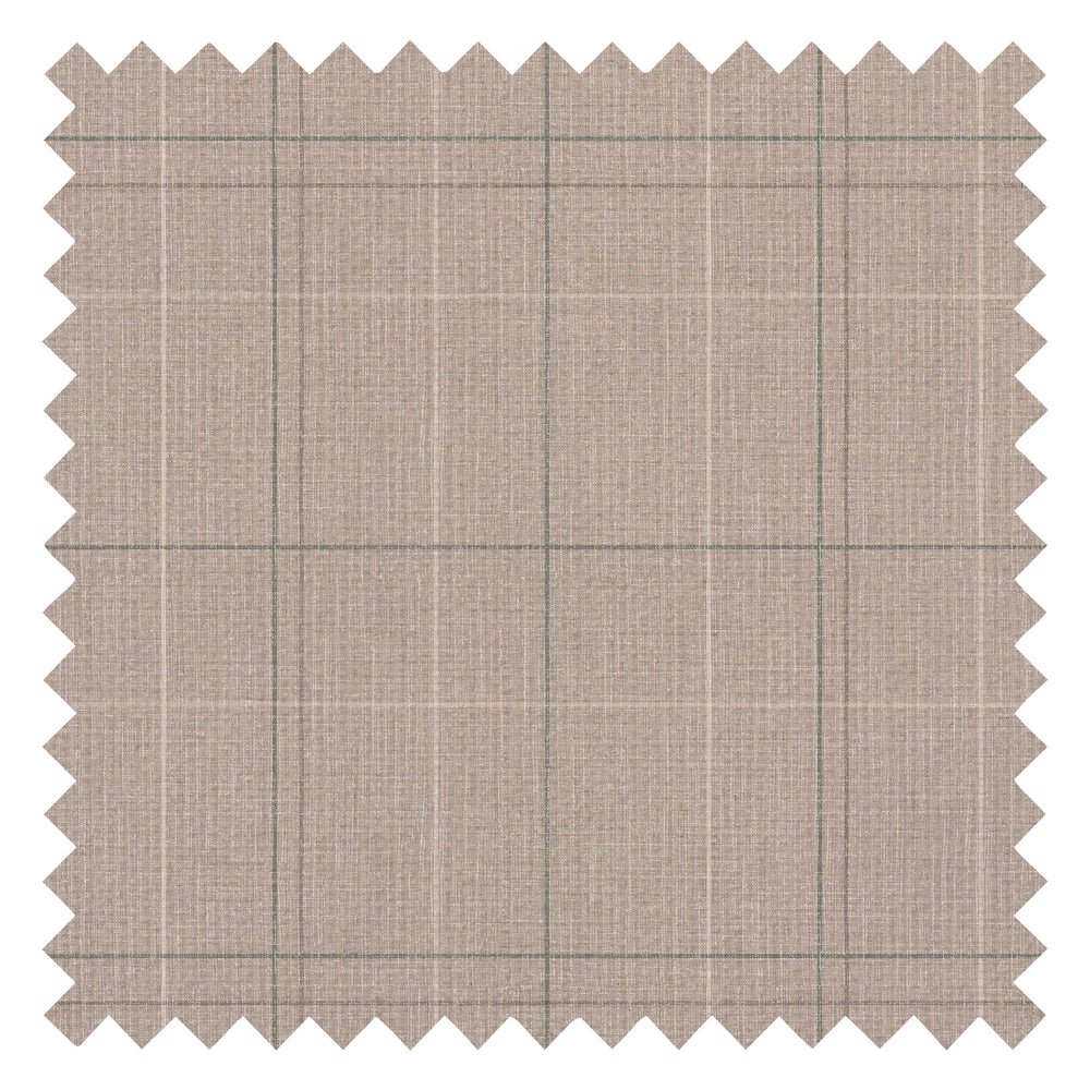 Royal Check Fabric in Taupe, Green and Oak Brown