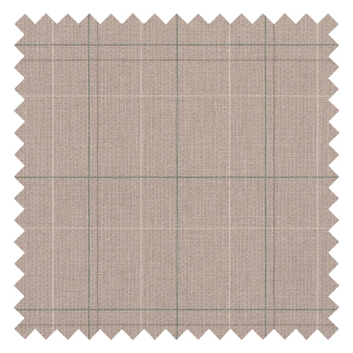 Royal Check Fabric in Taupe, Green and Oak Brown